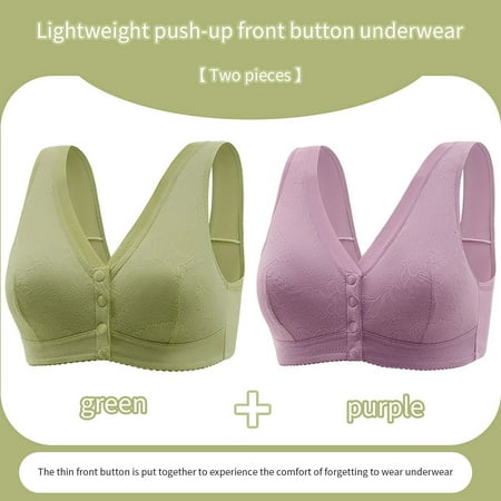 Itsame 2 Pack Everyday Casual Bra Set Womens Full Support Bra Standard Straps Cotton Wireless Comfort Bralette Green Size 2XL