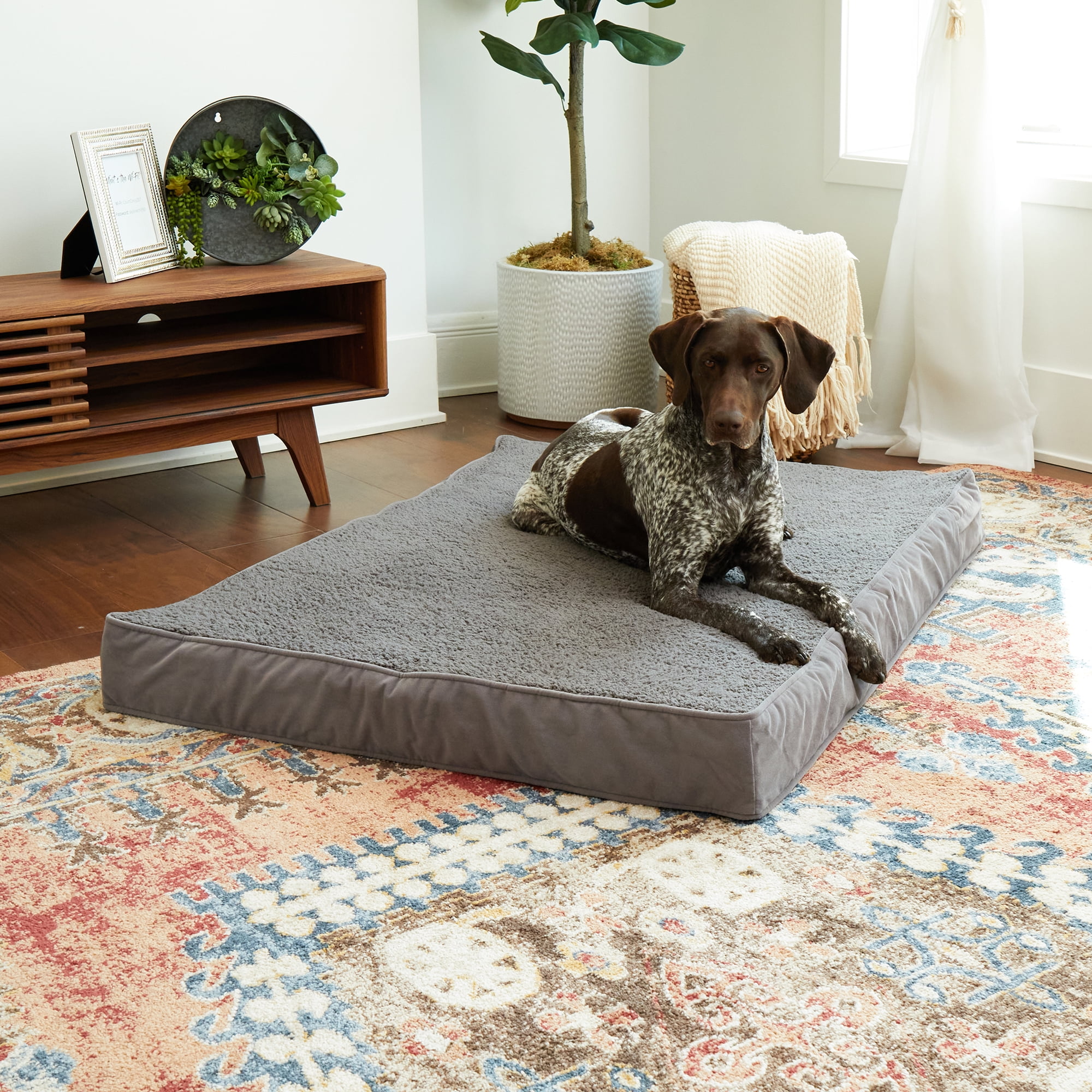 Happy Hounds Oscar Sherpa Orthopedic Dog Bed, Gray, Large (48 x 36 in.)