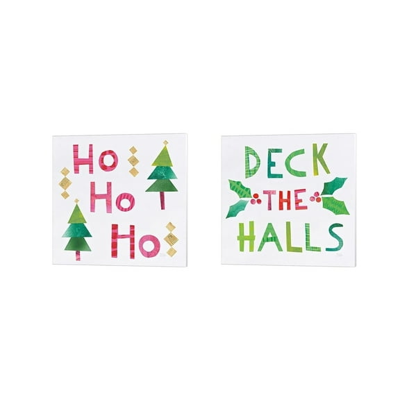 Metaverse Christmas Collage by Melissa Averinos, 2 Piece Canvas Art Set Each 14"W x 14"H