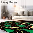 thumbnail image 2 of ODIKA 4'x6' Machine Washable Non-Slip Area Rug, Whimsical Prehistoric Forest with Holiday Accents High Traffic Rug, Black, 648289, 2 of 7