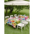thumbnail image 3 of Easter Colorful Eggs Outdoor Tablecloth - 52x70 Inch Rectangle Dining Table Cover, Spring Floral Polka Dot Green Striped Waterproof Outdoor Table Cloth with Umbrella Hole & Zipper for Picnic/Patio, 3 of 7
