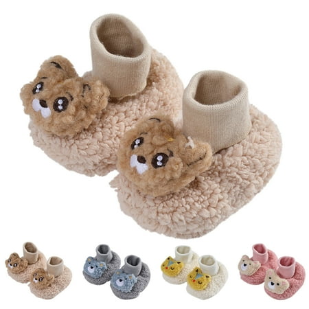 

LYCAQL Toddler Shoes Winter Children Baby Toddler Shoes for Boys And Girls Socks Shoes Slip On Plush Warm Solid Baby Girl Shoes 6-12 Months (C 5 )