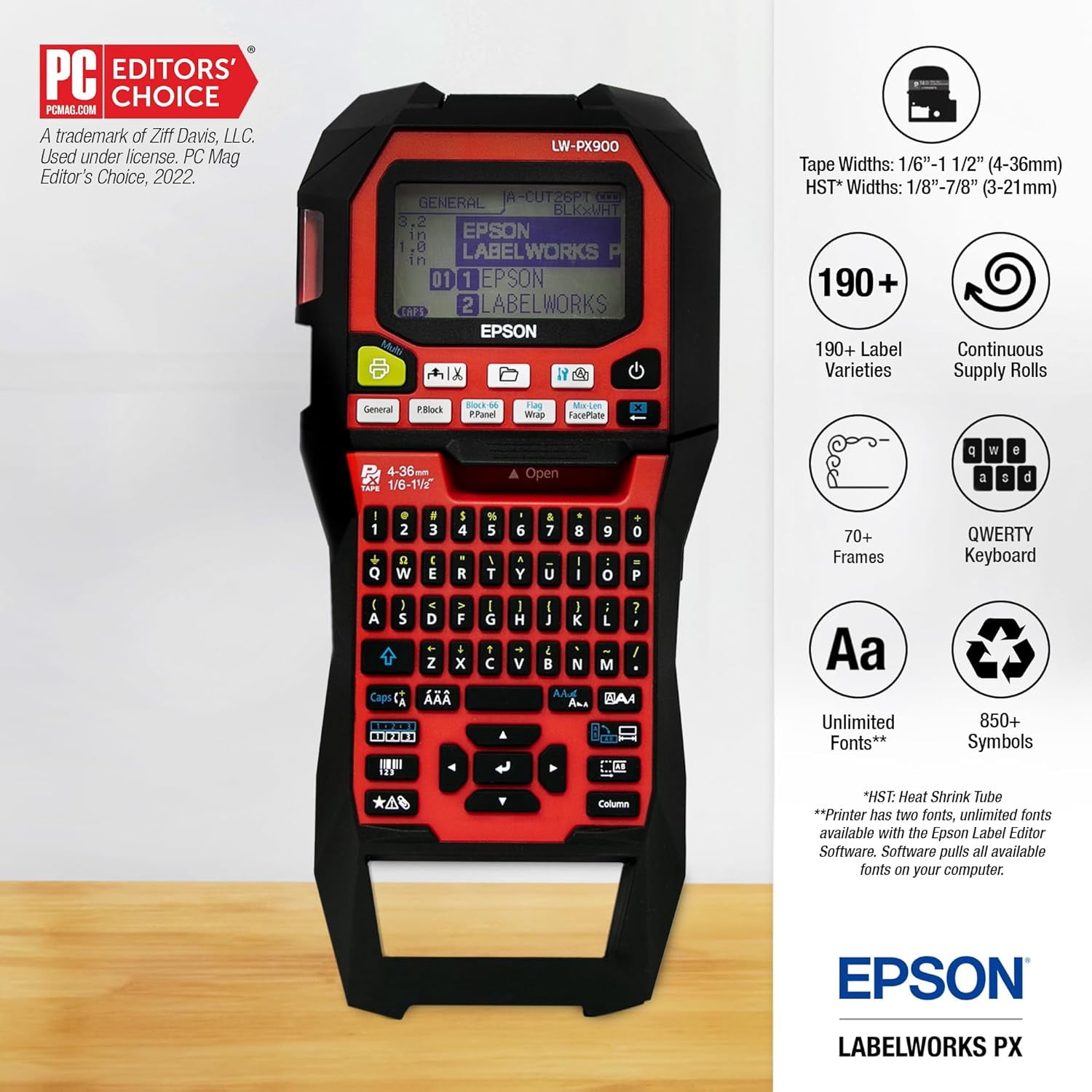 Epson LABELWORKS LW-PX900 Industrial Label Maker - Portable Handheld Printer, All PX Tape Types Compatible