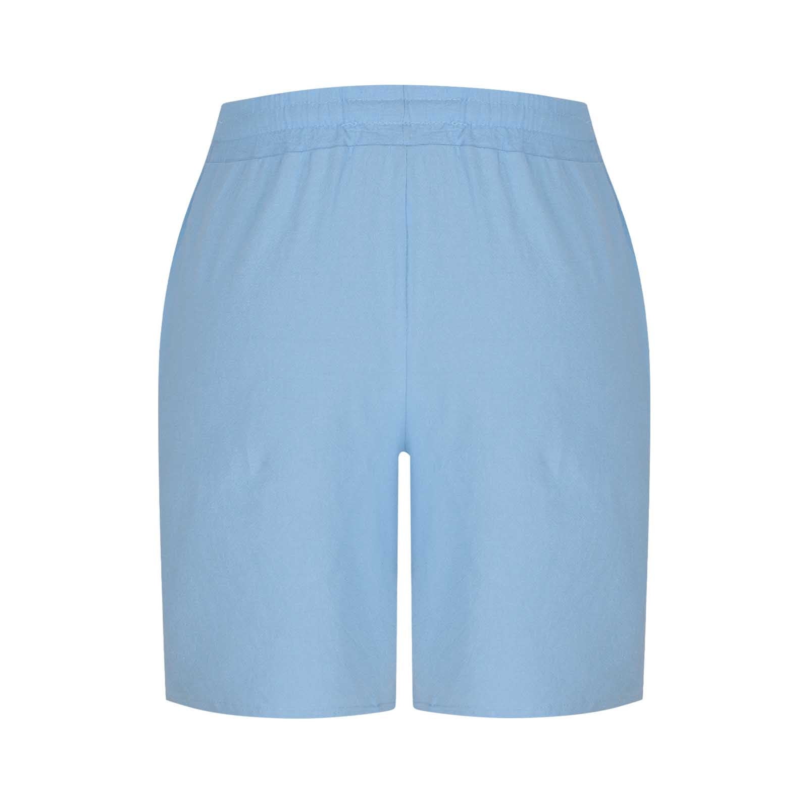 Dagegui Mens Cotton Linen Shorts Casual Drawstring Elastic Waist