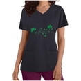 thumbnail image 3 of BiZtdJrK Luck Clover Shirts for Women 2025 St Patrick's Day Short Sleeve Irish Shirts Loose Fit V-Neck Scrubs Tops with Pockets Black M, 3 of 7