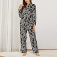 thumbnail image 2 of Yiaed Brown Moose with Pinecones Print Pajamas Women's Long Sleeve Sleepwear Soft Button Down Loungewear Pjs Lounge Set Nightwear Womens Pajama Pants-XX-Large, 2 of 7