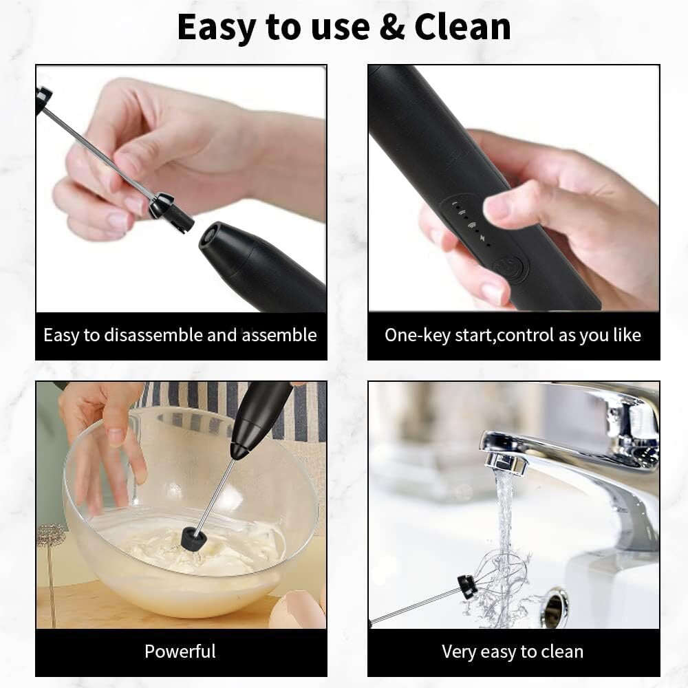 NAPCAM Electric Milk Frother USB Rechargeable Portable 