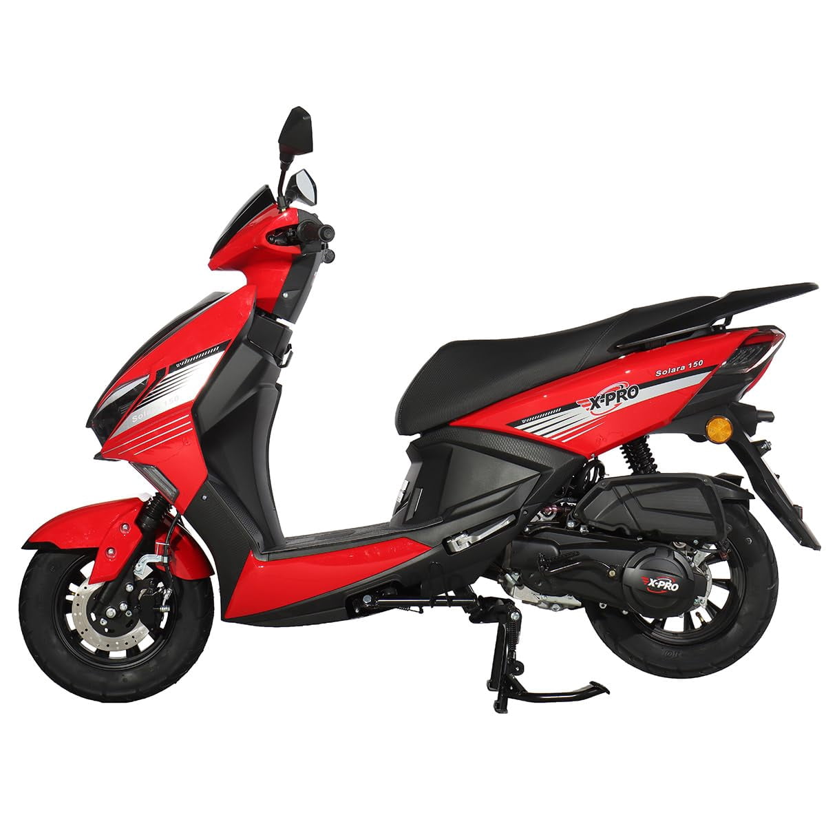 X-Pro Solara 150cc Gas Moped, Fully Automatic Moped with Electric & Kick Start, 10" Aluminum Wheels, Front Disc Brake, LED Headlight, Underseat Storage