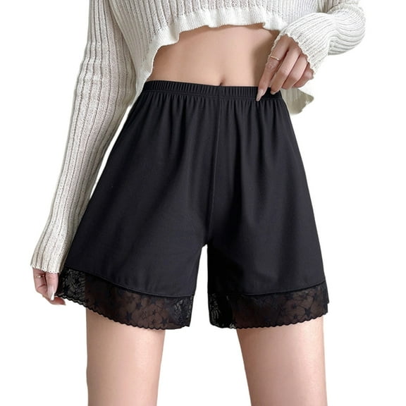 Women's Stretchy Bottoms Lace Trim Half Slip Shorts Pettipants for Under Dresses Wide Leg Undershorts Culottes