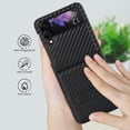 thumbnail image 7 of Dteck for Samsung Galaxy Z Flip 3 Case with Built-in Kickstand, Carbon Fiber Leather on Back, Hybrid Shockproof Hard Protective Cover for Galaxy Z Flip 3 5G,Black, 7 of 7