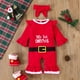 thumbnail image 1 of Peleles para niños y niñas, disfraz de Año Nuevo para bebés, monos rojos de Papá Noel y sombreros, 2 uds., trajes de algodón para recién nacidos de 0 a 24 meses, 1 of 4
