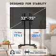 thumbnail image 3 of BONTEC Rolling TV Stand, Height Adjustable Mobile TV Cart for 32-75 Inch TVs, Dual Column Floor Mount with Wheels, Holds 110 lbs, Max VESA 400x400mm, Black, 3 of 10