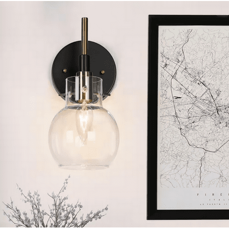 

1-Light Modern Black Wall Sconce DIY Brass Bathroom Vanity Light Indoor Farmhouse Wall Sconce for Bedrooms Hallways