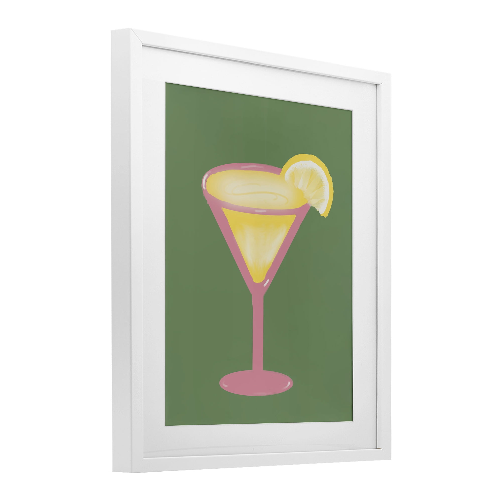 Stupell Industries Lemon Drop Glass over Green White Framed Print Under Glass, design by Robin Maria
