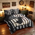thumbnail image 2 of Manfei Vintage Moose Silhouette, USA Flag Queen Bedding, Camo Hunting Buck Bedding Comforter Set Queen, Red White Black, Black Reversible 7pcs, 2 of 6