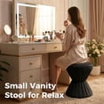 thumbnail image 3 of Leumius Velvet Ottoman,Upholstered Vanity Stool Chair,Sturdy Round Footstool for Makeup, Living Room, Bedroom, Entryway,Black, 3 of 8