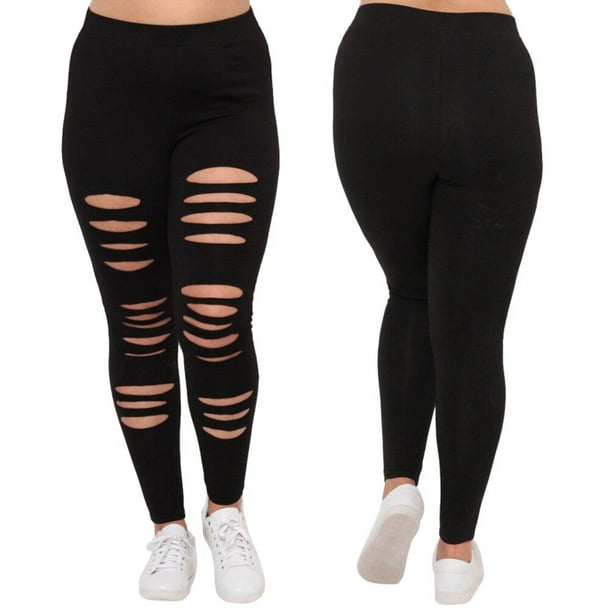 Pants Clearance Trendy Plus Size Womens Leggings Trousers Yoga Sport Hole  Casual Pants Black 4Xl 