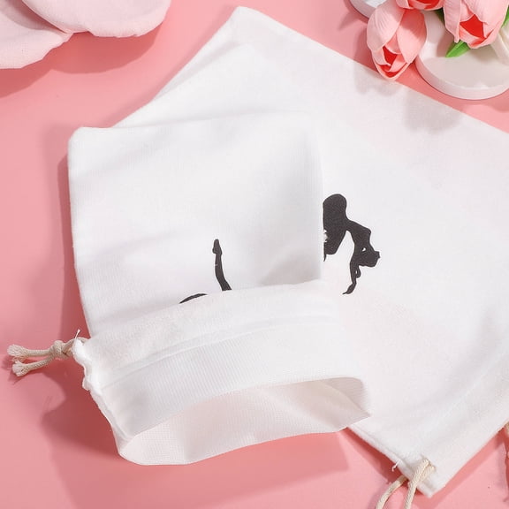 BESTONZON Ballet Bags White Cotton 3Pcs Drawstring Design Portable Storage