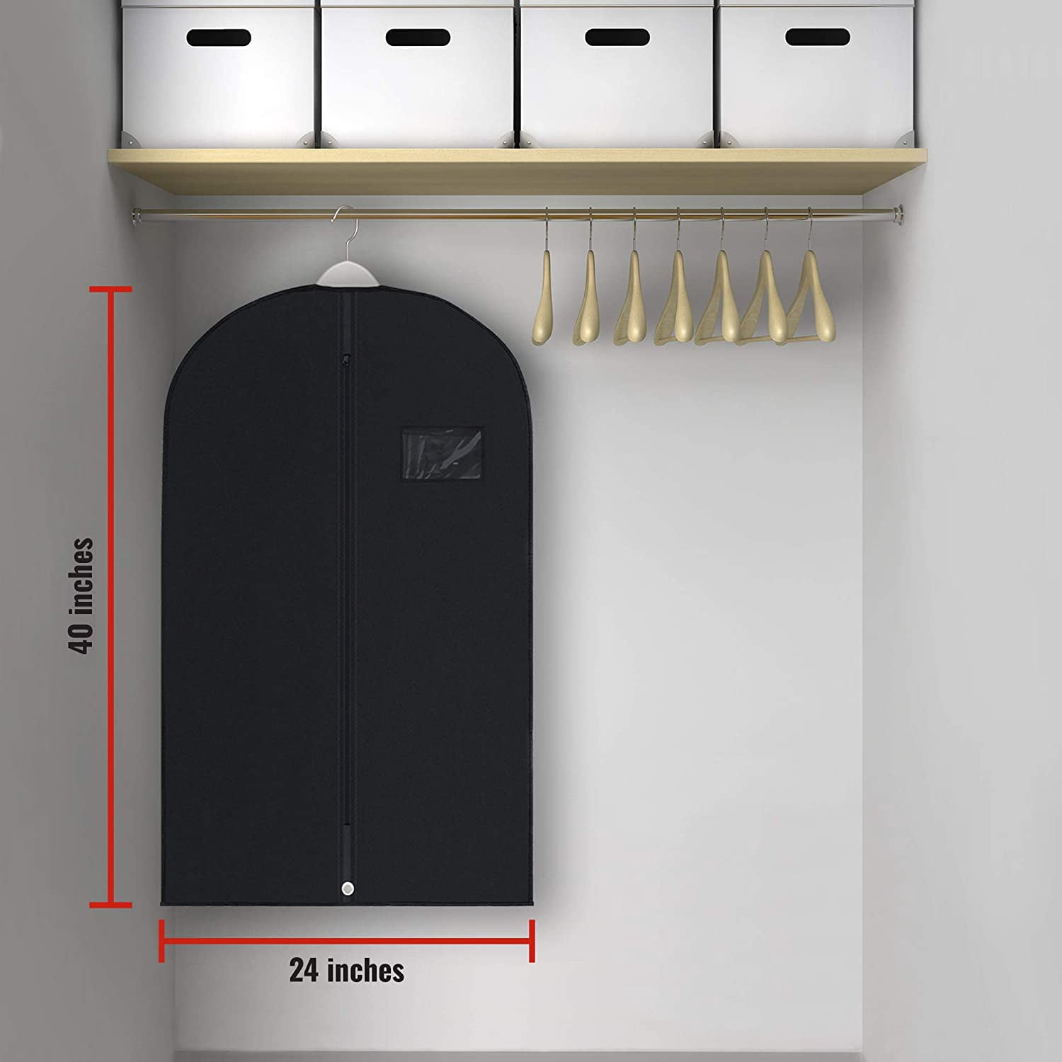 40" Black Garment Bags Suit Bag for Travel & Clothing Storage of Dresses Shirts Fur Coats Jackets Dance Costumes - Hanging Cover Men Women Closet Protector