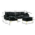 thumbnail image 5 of U-shaped Sectional Sofa Set with Removable Ottoman, Modern Modular Sofa Couch with 2 Pillows and Padded Back Cushion for Living Room Bedroom Office, Black, 5 of 7