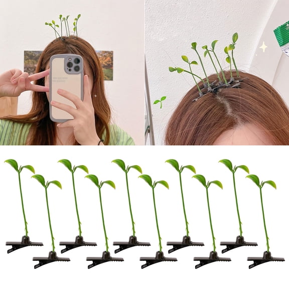 Funny Green Hair Clip Seedling Sprout Headpiece Cute Headdress Novelty Top Small Hairpin Accessory