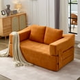 thumbnail image 2 of Aukfa 70.87" Folding Sofa Bed, Convertible Loveseat Sleeper Floor Couch, Sleeping Mattress, Removable Backrest, Orange, 2 of 8