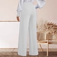 thumbnail image 3 of Favoffer Women's High Waist Suit Pants Solid Color Elastic Waist Straight Wide Leg Pocket Casual Work Trousers Business Office Bottom for Commute Travel, 3 of 8