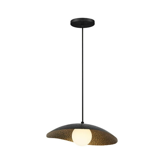 Access Lighting 1 Light LED Pendant in Black with Antique Brushed Brass Color