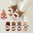 thumbnail image 4 of Xfvqtps New Baby Newborn Toddler Infant Crew Socks with Grips Animals Bear Bauble Cute Non Slip Comfortable Soft Cozy Premium Warm Warm Learn To Walk Socks for 0-3 Years Coffee, 4 of 7