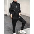 thumbnail image 3 of Sinleey Kids Boys 2 Piece Tracksuit Sweatsuit Zip Up Turtleneck Long Sleeve Sweatshirt with Black 130, 3 of 7