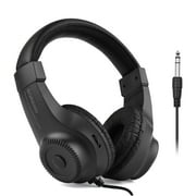 Wired Stereo Monitor Headphones Over-ear Headset with 50mm Driver 6.5mm Plug for Recording Monitoring Music Appreciation Game Playing DJ Black