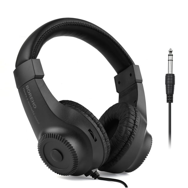Casco Auriculares de Monitor estéreo con cable Auriculares sobre la oreja con controlador de 50mm Enchufe de 6,5mm para grabación Monitoreo Apreciación de música Negro (NO para PC) TOMSHOO Casco