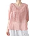 thumbnail image 2 of Pisexur Hauts pour Femmes, Blouses pour Femmes Habillées Décontractées à la Mode Pull Décontracté Imprimé Manches Courtes Col Rond Bleu Clair, TG, 2 of 2