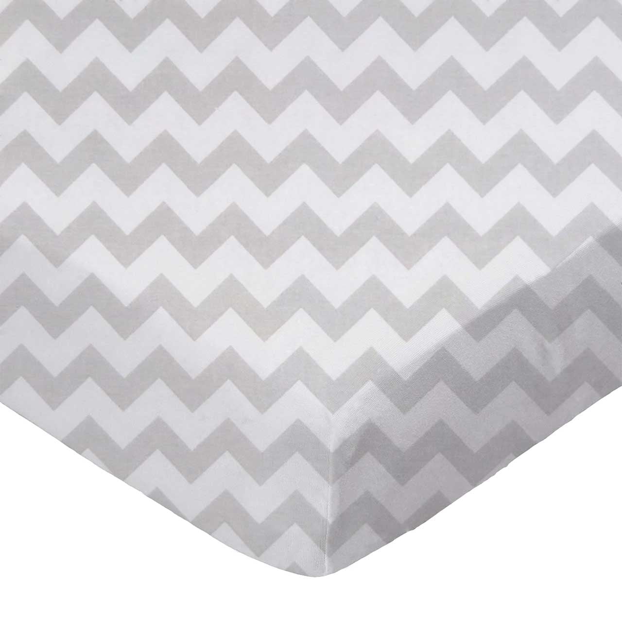 SheetWorld Fitted 100% Cotton Percale Cradle Sheet 18 x 36 Grey Chevron Zigzag