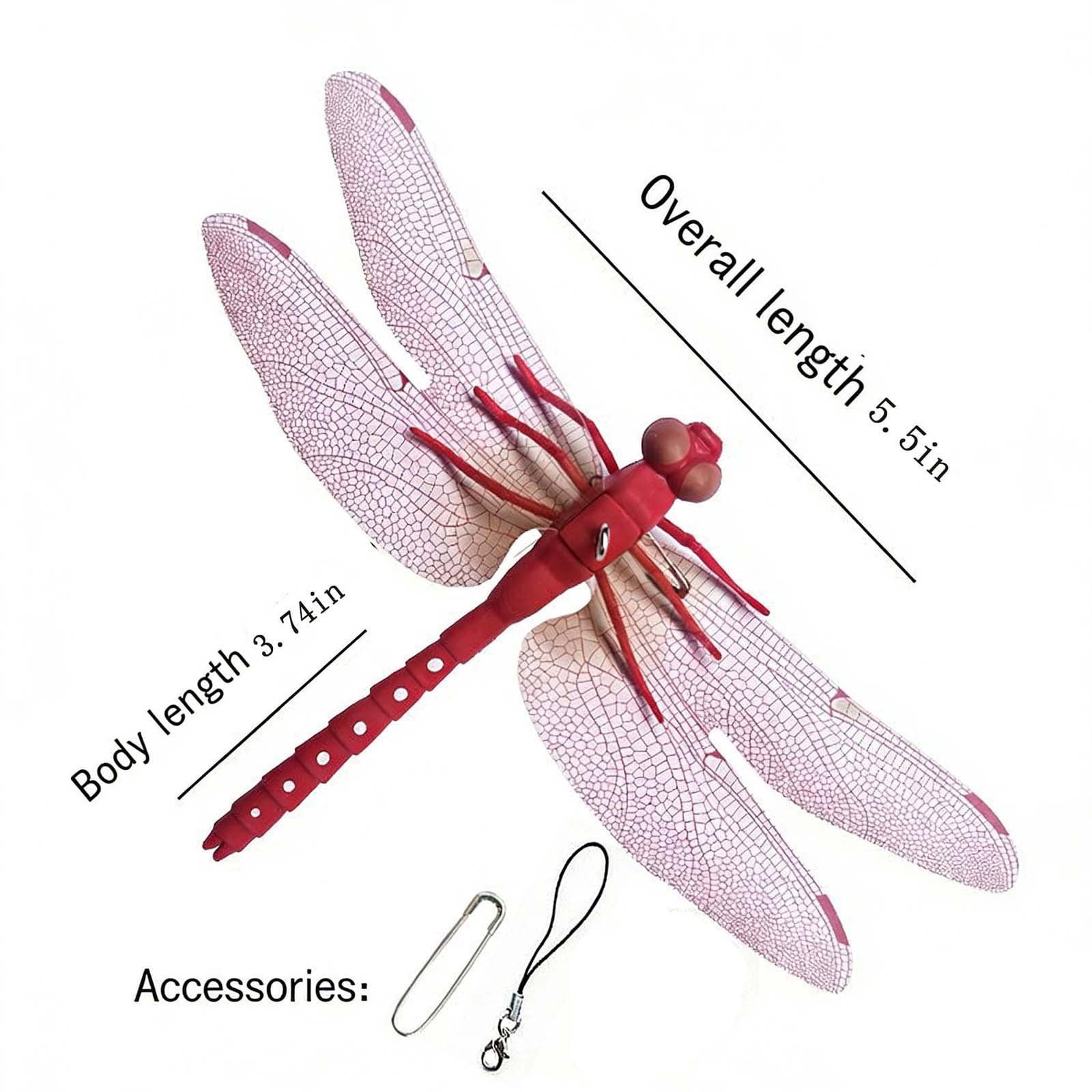 Indoor & Outdoor Fake Dragonfly Clip,Dragonfly Clip Bug Repellent, 3D Dragon Fly Garden Stakes & Hat Simulation Decor, Garden Bird and Fly Scare Devices