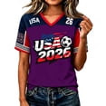thumbnail image 3 of 2026 New USA Soccer Jersey Women United States National Team Shirt, United States Jersey Soccer, Resistant V Neck Short Sleeve Football Tee for Sports Casual Daily Use for Adult(Purple, S), 3 of 6