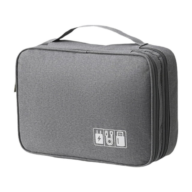 Organizador de accesorios electrónicos, organizador de cables de carga, bolsa de almacenamiento de cables para Cables, Camping, hogar, viaje de negoci Gris