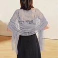 thumbnail image 2 of Hollowed Lace Shawl,Bridal Bridesmaid Wrap,Evening Dress Cheongsam Cape,Elegant Hollowed Lace Shawl Lightweight Soft Delicate Texture for Bride Bridesmaid Evening Dress Cheongsam Banquet Party,Grey, 2 of 8
