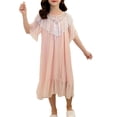 thumbnail image 2 of KAUOD Girls Muslim Long Dress 𝐈slamic Kids Abaya Prayer Dresses Lace Embroidery Soft Short Sleeve Traditional Eid Clothes, 2 of 5