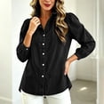 thumbnail image 3 of TGSLY Women's Ruffle Trim High Collar Denim Jacket Lightweight Button Down Puff Long Sleeve Tops Dressy Casual Solid Color Trucker Coat XXL, 3 of 10