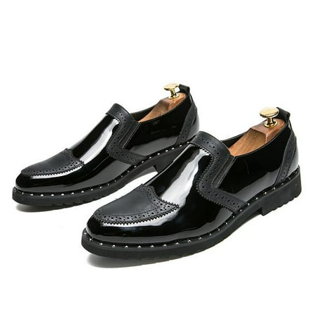 

Spring Summer Autumn Low-top Leather Shoe Men Loafers Casual Formal Pointed Toe Flat Slip-on Youth Fashion Colorblock Black Gold - Men s Dress Shoes - AliExpress
