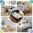 thumbnail image 4 of Black Marble Gold Line Pattern Rectangle Tablecloth 60"x84",Waterproof Polyester Rectangle Table Cloth, Wipeable Spillproof Polyester Tablecloth for Dining, Camping, Indoor and Outdoor, 4 of 5