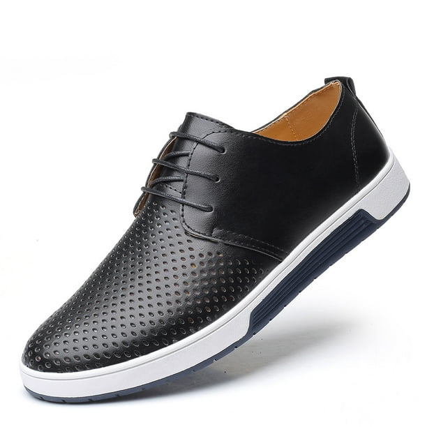 Zapatos casuales de tabla para hombre, zapatos de moda de gran tamaño con agujeros, zapatos para hombre, zapatos de una sola capa con agujeros, zapatos de cuero perforado para hombre, estilo masculino