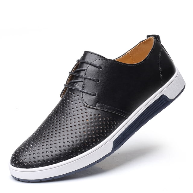 Zapatos casuales de tabla para hombre, zapatos de moda de gran tamaño con agujeros, zapatos para hombre, zapatos de una sola capa con agujeros, zapatos de cuero perforado para hombre, estilo masculino