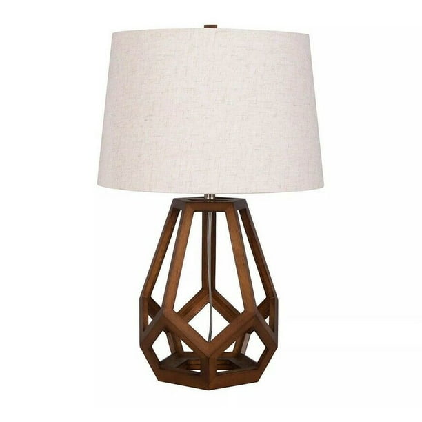 Large Wood Geo Assembled Table Lamp Com Large Wood Geo Assembled Table Lamp, Threshold Lamp Shade Large Off White