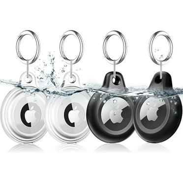 [4 Pack] Airtag Keychain for Apple Air Tag Holder IPX8 Waterproof 360 Full Body Shockproof Protective Cover Case Scratch Resistant for Pets, Dog, Keys, Cat, Luggage (Multi- Color)