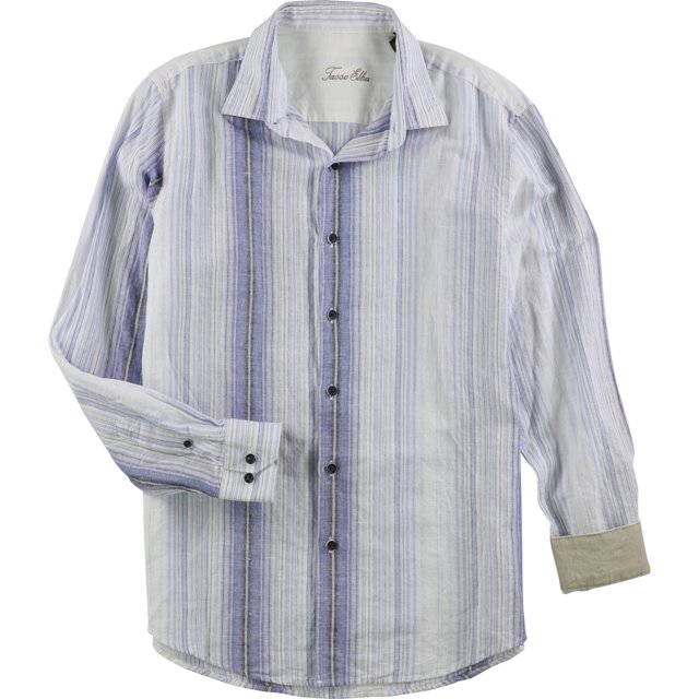 Tasso Elba - Camisa con botones de lino vertical para hombre, azul, pequeña