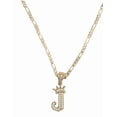 thumbnail image 2 of Cadena y dije de brillos con corona de oro laminado letra J, 2 of 8