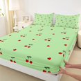 thumbnail image 3 of Homewish Green Cheryy Teens Twin Sheet Sets, Cartoon Love Heart Twin Fitted Sheet, Kawaii Princess Style Flat Sheet, Microfiber Bedroom Decor, 3pcs, 3 of 7