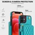 thumbnail image 3 of Crossbody Wallet Case for iPhone 12 12 Pro, RFID Blocking Zipper Handbag Purse Flip Cover, Kickstand Folio Case Card Slots Holder Wrist Strap Lanyard, 3 of 9